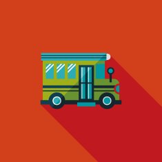 School Bus flat icon with long shadow eps10 N29
