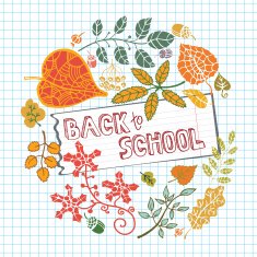 Back to school circle composition Leaves Lined notepaper