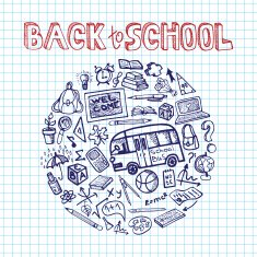 Back to School Supplies Sketchy notepaper Circle Doodles