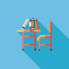 Vintage school desk flat icon with long shadow eps10 N40