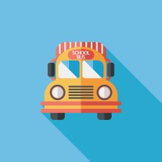 School Bus flat icon with long shadow eps10 N33