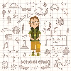 Back to school big doodles set in Hand drawn style N2