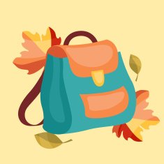 Book school backpack with autumn leaves