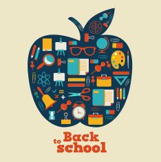 Back to school - background with apple and icons N3