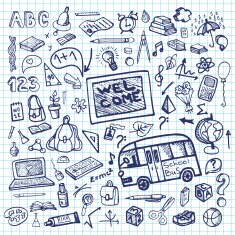 Back to School Supplies Sketchy notepaper Ink Doodles