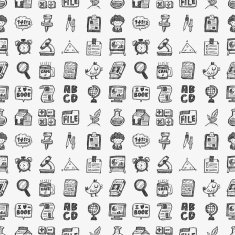 seamless doodle back to school element pattern background