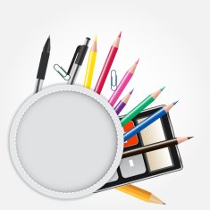 School theme background with different tools Vector illustration