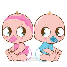 Cute baby girl and boy