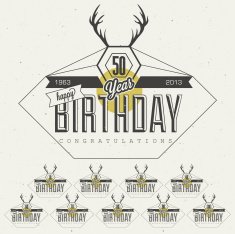 Retro Vintage style Birthday greeting card collection in calligraphic design N3