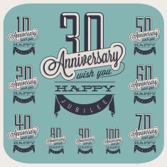 Retro Vintage style anniversary greeting collection in calligraphic design