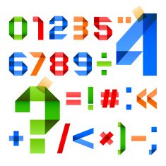 Font folded from colorful paper - Arabic numerals