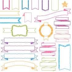 Vector Set of Bright Doodle Web Elements (filled with white)