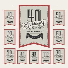 Retro Vintage style anniversary greeting card collection with calligraphic design N4