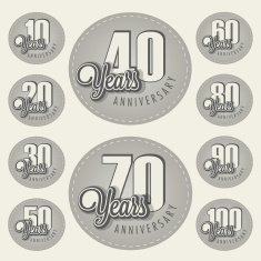 Retro Vintage style anniversary greeting card collection with calligraphic design N6