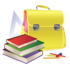 Schoolbag with school supplies