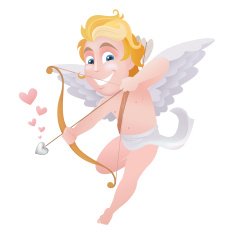 valentine's day blond cupid flying and bowing arrows of love