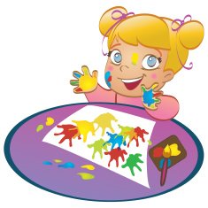 Happy child with painted hands N2
