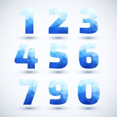 Blue Numbers set modern geometric style
