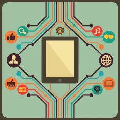 Abstract concept of social media with tablet pc
