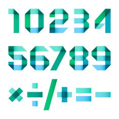 Spectral letters folded of paper - Arabic numerals