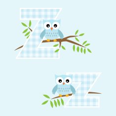 Alphabet for baby boy with owl vector letters Z