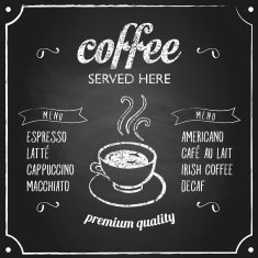 Retro sign with coffee menu