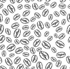 Simple Coffee Beans Seamless Repeating Pattern in black and white