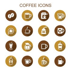 coffee long shadow icons