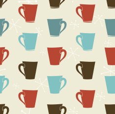 Simple Retro Coffee Cups Pattern