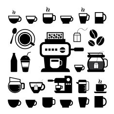 cup and coffee icon set