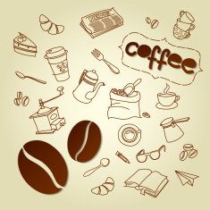 Coffee break menu vector doodles background