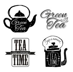 Set of labels on theme tea
