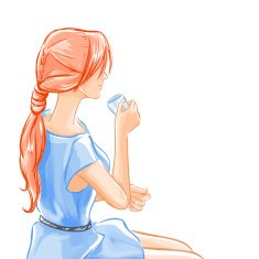 woman sits and drinks beverage tea