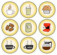 Cafe and coffee shop icons