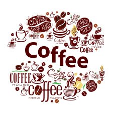 Coffee design elements in vintage style Conceptual background