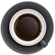 Black cup of coffee on saucer