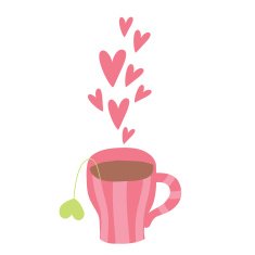 cute cartoon cup of coffee with hearts