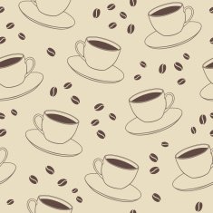 seamless vector pattern with cups and coffee beans