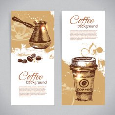 Banner set of vintage coffee backgrounds N3