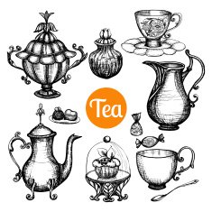 Hand Drawn Retro Tea Set