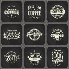 Set of coffee shop sketch labels