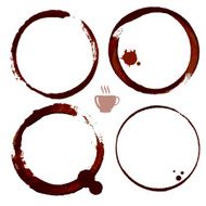 Vector coffee with cup and stain circles splashes spot