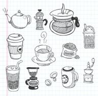 doodle coffee icons