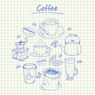 Coffee doodles - squared paper