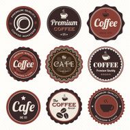 Set of vintage coffee badges and labels N3