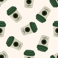 takeaway coffee cartoon seamless pattern background
