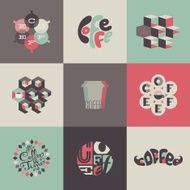 Coffee emblems and labels Set of design elements