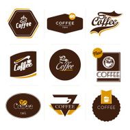 Collection of retro styled coffee labels frames and badges