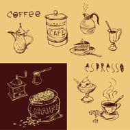 Coffee design hand drawn elements N3