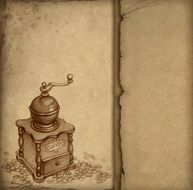 Background with sketch of coffee grinder